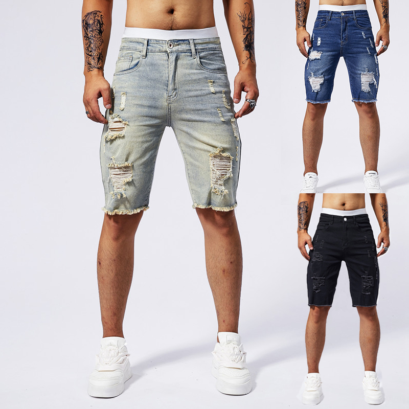 Streetwear Brand Denim - 2025 Zomer Nieuwe mannen Gescheurde Denim