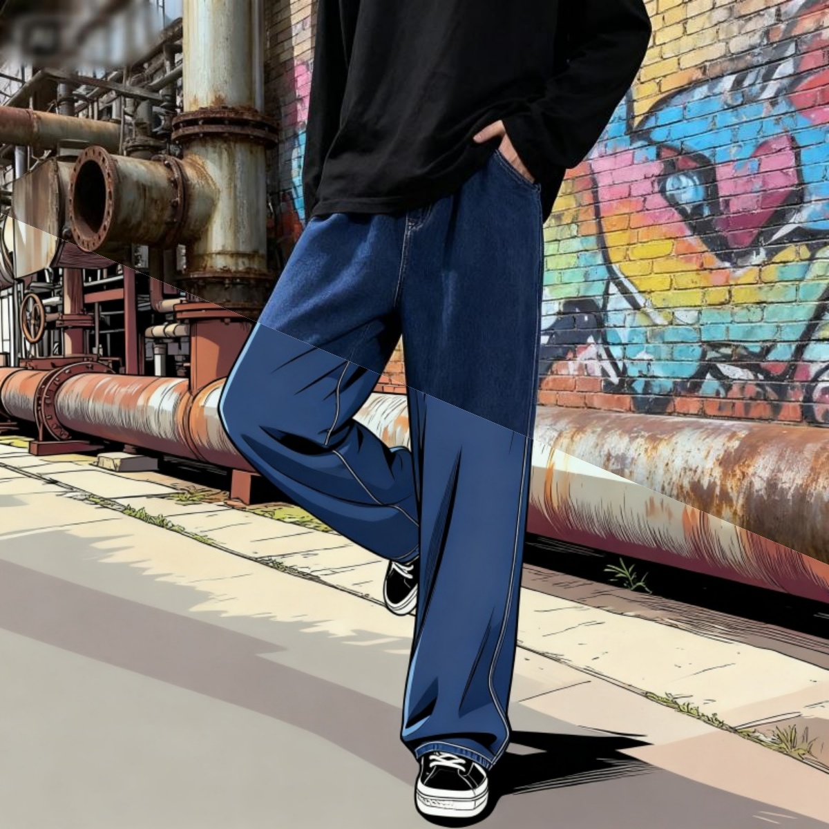 Streetwear Brand Denim - Koreaanse stijl streetwear nieuwe mode baggy