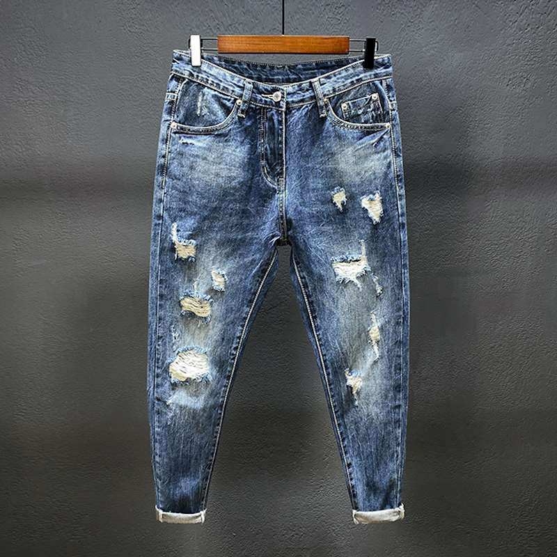 Negen-Punt Jeans Met Gaten Voo - Urban Streetwear Brand recensie en prijs