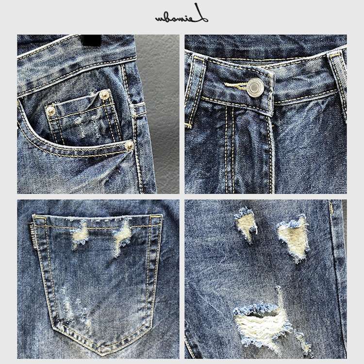 Negen-Punt Jeans Met Gaten Voo - Urban Streetwear Brand recensie en prijs